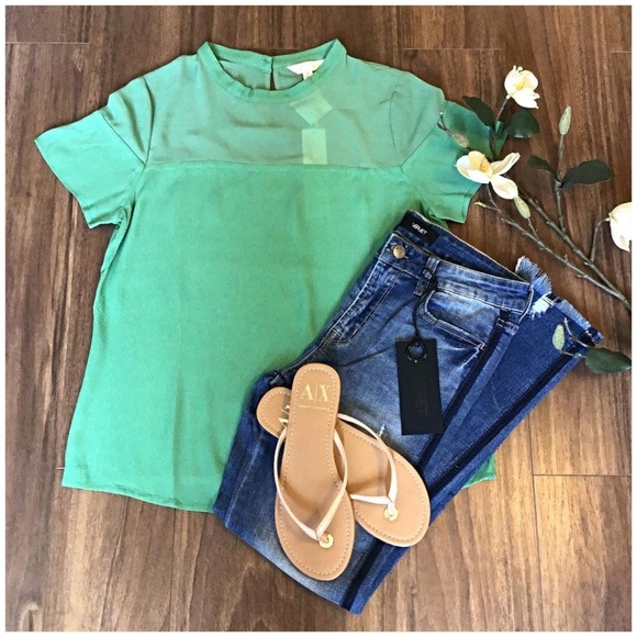 LAST ONE ❗LOST APRIL Anthropologie Sage Green Top - Picture 2 of 6
